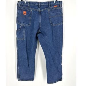 Wrangler FR Mens Riggs Workwear Straight Carpenter Jeans Blue Denim Size 42 x 30